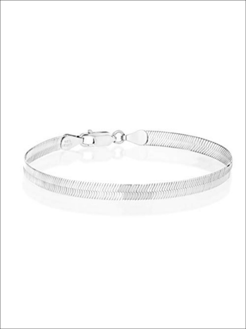 Italian 925 Sterling Silver Herringbone Link Bracelet 18K Gold Plated 7 Inch